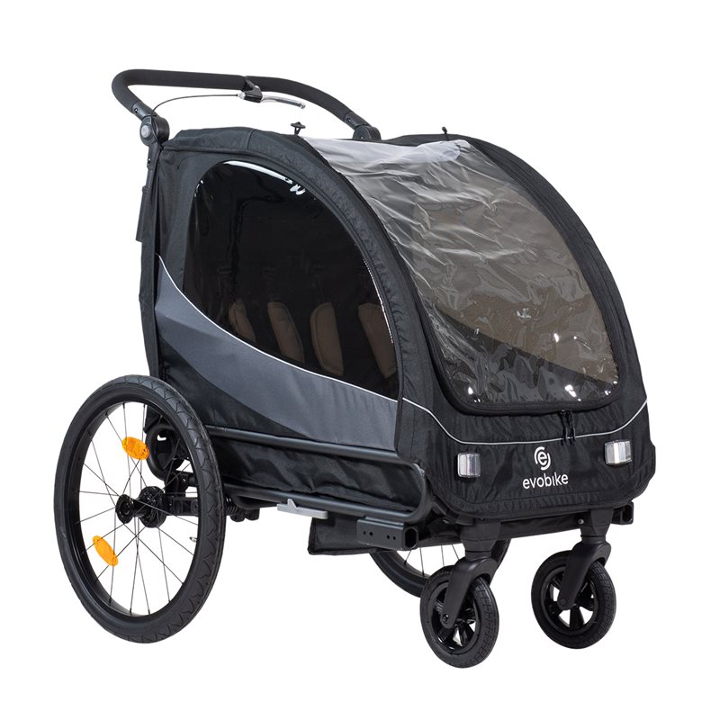 Sykkelvogn Evobike Väddö Duo Svart / Grå