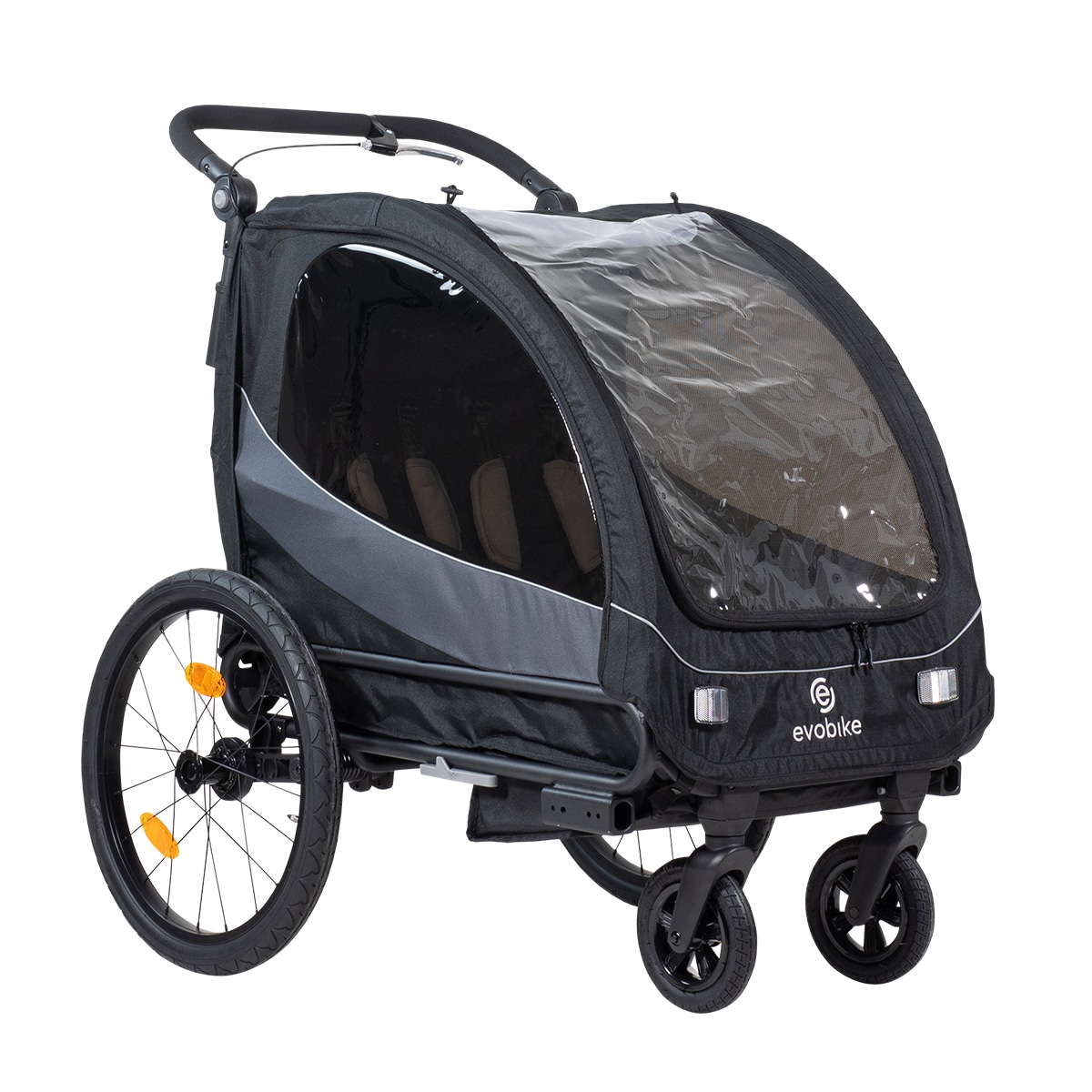Sykkelvogn Evobike Väddö Duo Svart / Grå